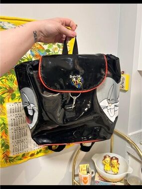 1997 Looney Tunes Black Patent Bugs Bunny Backpack